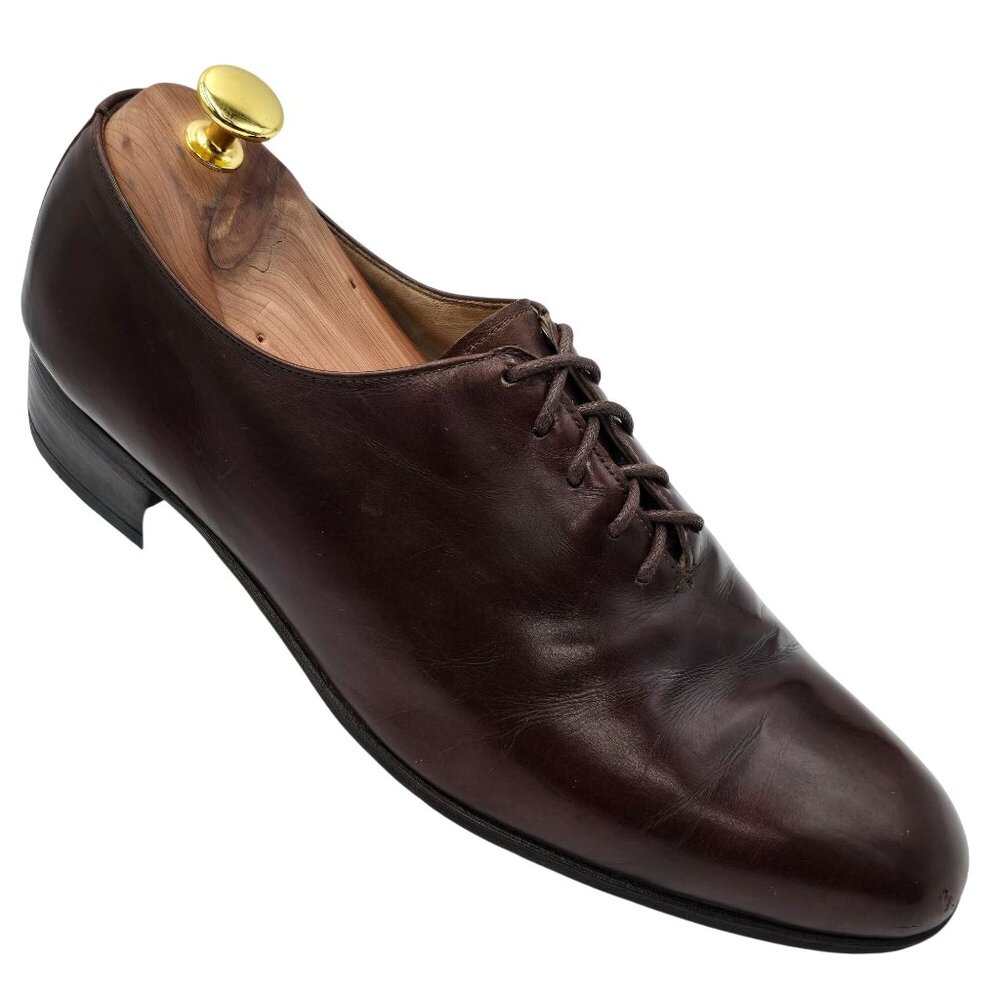 Vintage Florsheim Spain Wholecut Mens 7.5 Dark Brown Leather Dress Shoes Oxfords